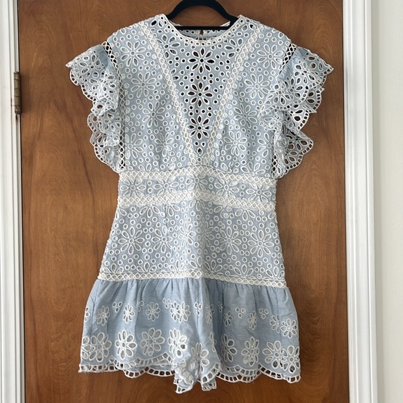 Saylor Shanice Lace Romper in Yankee Pinstripe Medium
Womens Cotton - Picture 9 of 15